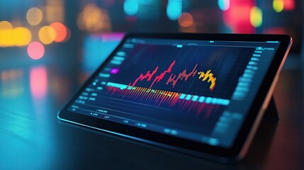 Poster - Digital Tablet Displaying Colorful Data Visualization