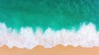 © BOJOShop - Aerial View of Turquoise Ocean Waves Crashing on Sandy Beach