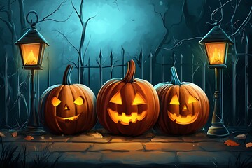 halloween jack o lantern festive illustration	