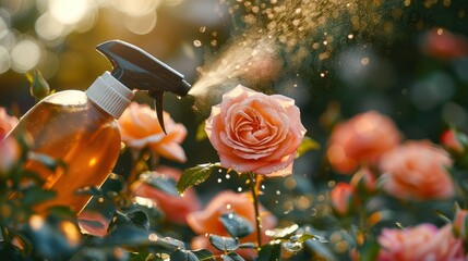 Wall Mural - Watering Roses in the Garden