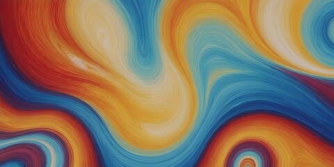 Poster - A colorful abstract painting with a blue and yellow swirl