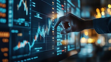 Poster - data analysis on digital screen with financial graphs