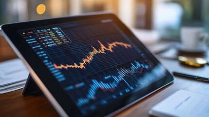 Poster - Data Analysis on Digital Tablet Displaying Charts