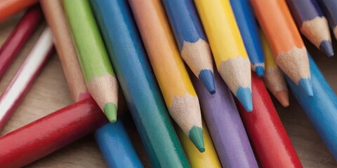 Poster - A bunch of colored pencils are stacked on top of each other