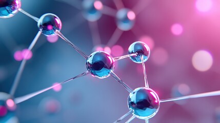 Poster - colorful molecular structure in abstract background