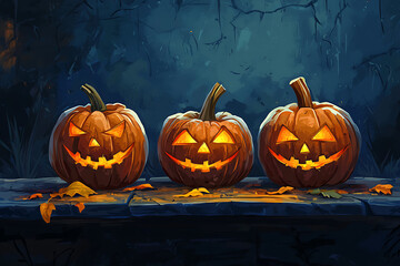 Poster - halloween jack o lantern pumpkin illustration