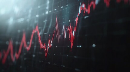 Poster - Data Graph with Red Fluctuations and Digital Background