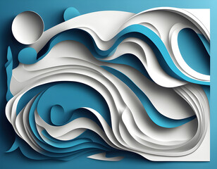 Wall Mural - Modern paper cut art template with abstract curve shapes background