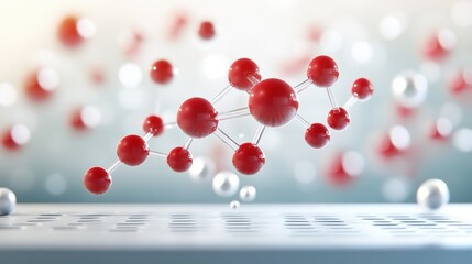 Wall Mural - Abstract Molecular Structure with Red and White Atoms