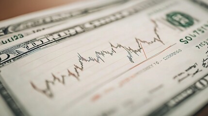 Canvas Print - Detailed Stock Market Trend on Currency Bill