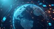 © kkkiim graphic - Blue Digital Globe with Global Network of White Lines and Dots Connecting Nodes Across the Earth, Representing Technology and Connectivity