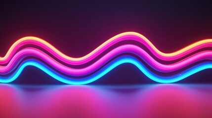 Wall Mural - Colorful Neon Wavy Lights on Dark Background