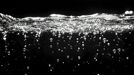 Poster - Water Bubbles Rising to Surface, Abstract Black & White