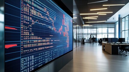 Poster - Modern Office with Data Visualization Display