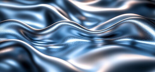 Wall Mural - Abstract silver metallic background with soft flowing waves.