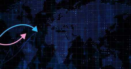 Aufkleber - World map, chart and inflation in finance for exchange, global trade or competitive statistics. International investment, graph or stock market success for increase in economy or worldwide networking
