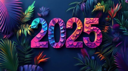 Wall Mural - Tropical 2025 New Year Greeting