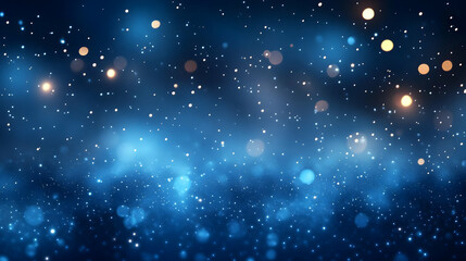 Poster - Sparkling Blue Abstract Background with Bokeh Lights