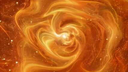Wall Mural - 4k animation smooth seamless flight deep space galaxies constellations orange abstract visuals creat