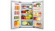 © Napasnan - An open refrigerator with neatly arranged food items, isolated on a white background