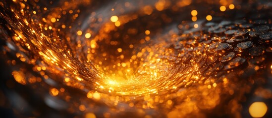 Poster - Abstract swirling pattern of gold and orange with bokeh.