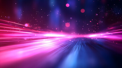 Poster - Abstract Pink and Blue Light Streaks with Glowing Bokeh