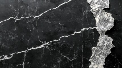 Poster - Ripped Paper Texture with Black and White Marble Design