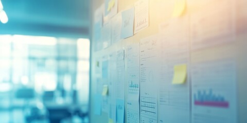 Aufkleber - a research plan pinned on a board, outlining timelines, objectives, and methodologies clearly.