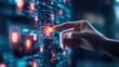 © pprothien - A close-up of a hand interacting with a futuristic digital interface, showcasing technology and innovation.