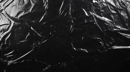 Poster - Crumpled Black Plastic Texture for Background Use