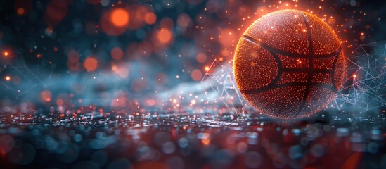 Canvas Print - Glowing Basketball in a Futuristic Setting