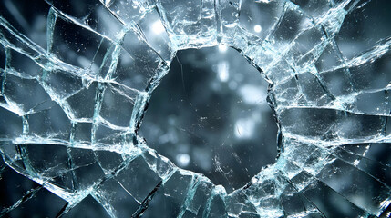 Sticker - Shattered Glass, Cracked Window, Broken Surface, Abstract Art, Texture, Background, Design, Photography, Close-Up