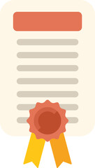 Poster - official document icon featuring a yellow ribbon and red wax seal, signifying agreement, authorizati