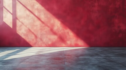 Poster - vibrant red wall with empty concrete floor