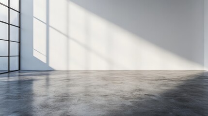 Poster - empty room with solid white wall and concrete floor