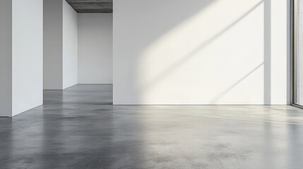 Poster - modern empty space with white walls and concrete floor