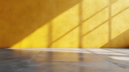 Sticker - Solid Yellow Wall with Empty Concrete Floor