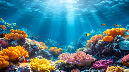 Wall Mural - Vibrant Coral Reefs: Underwater Paradise with Colorful Fish