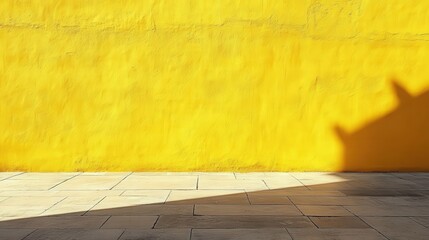 Poster - bright yellow wall with concrete floor