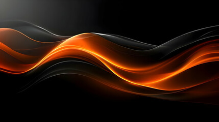 Sticker - Abstract Orange and Black Waves Flowing Design