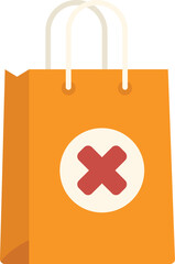 Sticker - Simple flat vector illustration of a shopping bag with a red cross sign, representing a concept of no shopping