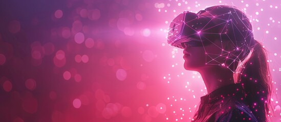 Sticker - Virtual Reality Exploration: A Woman in a Pink-Lit World