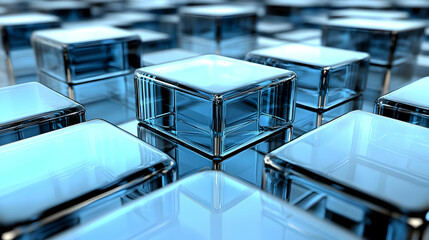 Canvas Print - Glass Cubes Reflecting Light - Abstract 3D Design