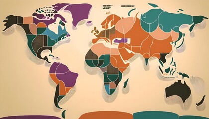 Naklejka na meble Environmental Impact Concept - Digital map of the world with tropical zones showing weather conditions.