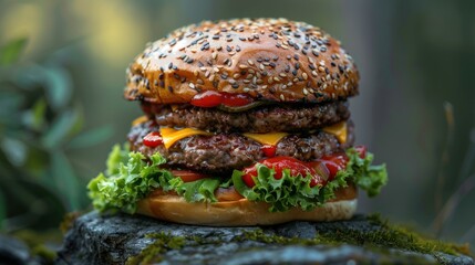 Double Cheeseburger on a Rock