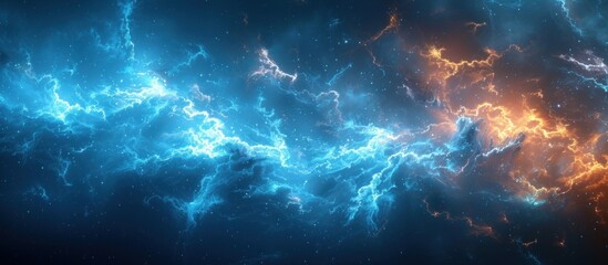 Poster - Abstract Space Nebula with Blue and Orange Hues