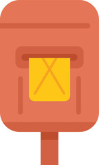 Aufkleber - this flat icon design depicts a red mailbox receiving a mail envelope