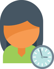 Poster - young professional woman is shown with a clock, symbolizing her effective time management skills