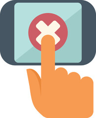 Poster - Hand is touching a smartphone screen to press a red cross button