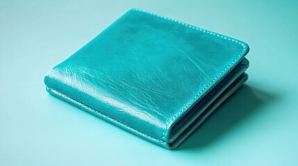 A vibrant turquoise wallet with a slim profile, isolated on a plain background